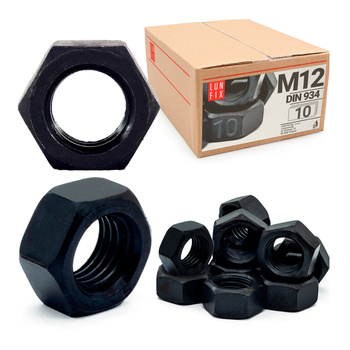 Nakrętka sześciokątna M12 DIN 934 klasa 10 czarna 10szt.