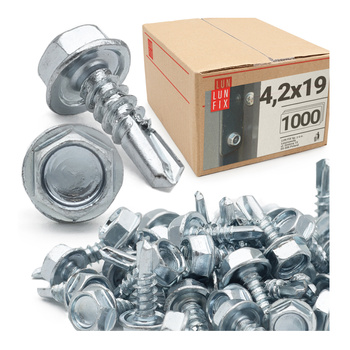 Wkręty samowiercące 4,2x19 łeb 6-kątny DIN7504 ocynk 1000szt.