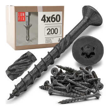 Wkręty ciesielskie czarne stożkowe 4x60 do drewna KMWHT 200szt.