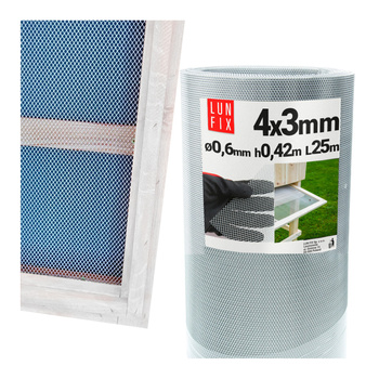 Siatka do dennic oczko 4x3mm  fi0,6mm h42cm 25mb