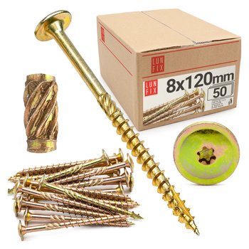 Wkręty ciesielskie talerzowe 8x120 do drewna WKCP 50szt.