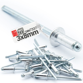 Nity zrywalne 3x8mm aluminiowo-stalowe 50szt.