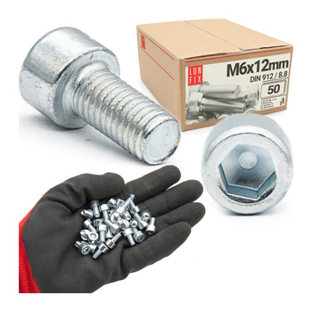 Śruby imbusowe M6x12 ocynkowane DIN912 klasa 8.8 50szt