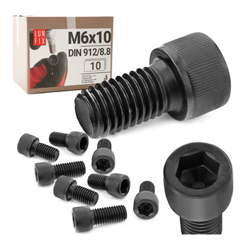 Śruba imbusowa M6 10mm  czarny ocynk DIN 912 kl 8.8 10szt