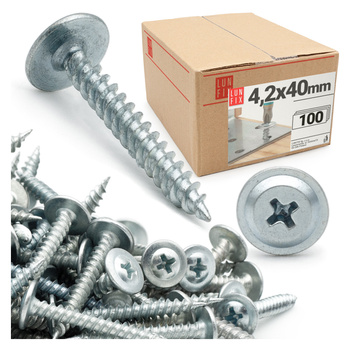 Wkręty samogwintujące 4,2x40mm z łbem podkładkowym do metalu WPC 100szt.