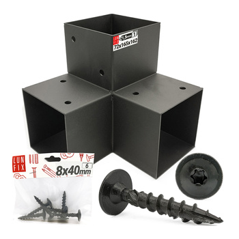 Zestaw łącznik kantówki 7x7cm kształt Y z wkrętami 8x40 mm