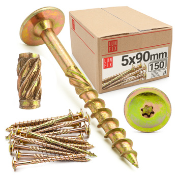 Wkręty ciesielskie talerzowe 5x90 do drewna WKCP 150szt.