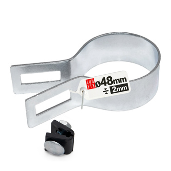 Obejma końcowa początkowa fi48 mm srebrna komplet