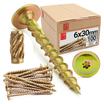 Wkręty ciesielskie talerzowe 6x30 do drewna WKCP 100szt.