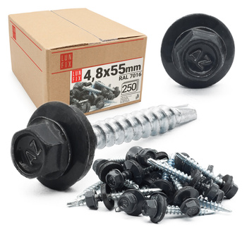 Wkręty farmerskie 4,8x55 samowiercące farmery antracyt WFD 250szt.