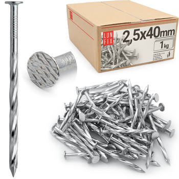 Gwoździe skręcane 2,5x40 mm  ocynkowane 1kg