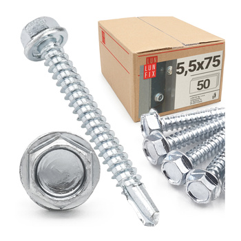 Wkręty samowiercące 5,5x75 łeb 6-kątny DIN7504 ocynk 50szt.