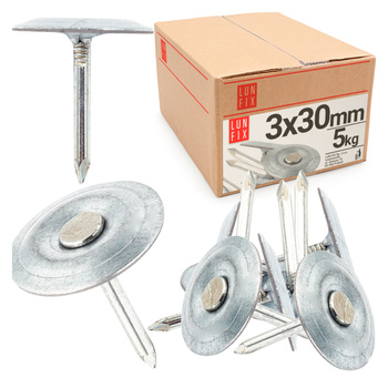 Gwoździe papowe 3x30mm ocynkowane z podkładką 5kg