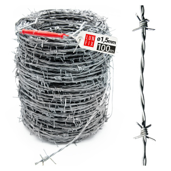 Drut kolczasty w rolce 100m fi 1,5mm dwużyłowy