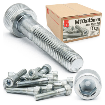 Śruby imbusowe M10x45 ocynkowane DIN912 klasa 8.8 1kg