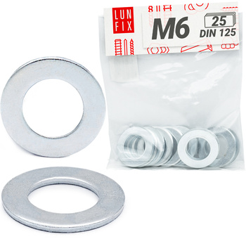 Podkładka płaska okrągła M6 ocynkowana DIN125 25szt.