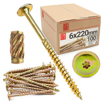 Wkręty ciesielskie talerzowe 5x220 do drewna WKCP 100szt.