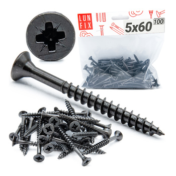 Wkręty uniwersalne 5x60 hartowane ocynkowane na czarno 100szt.