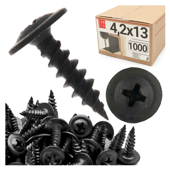 Wkręty do metalu czarne 4,2x13 fosfatowane z łbem podkładkowym 1000szt.