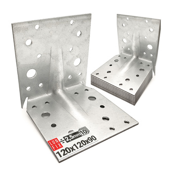 Kątownik montażowy z kolcem 120x120x90x2,5 ciesielski 10szt.