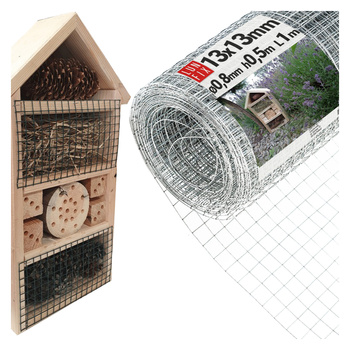 Siatka na domek dla owadów oczko 13x13mm drut fi0,8mm arkusz 0,5x1m