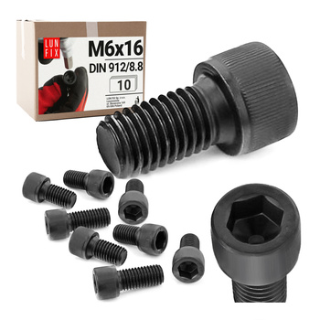 Śruba imbusowa M6 16mm  czarny ocynk DIN 912 kl 8.8 10szt